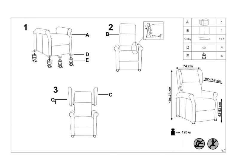 RELAKS FOTELJA ZA ODMOR 9590005 INSTRUKCIJE ZA MONTAŽU