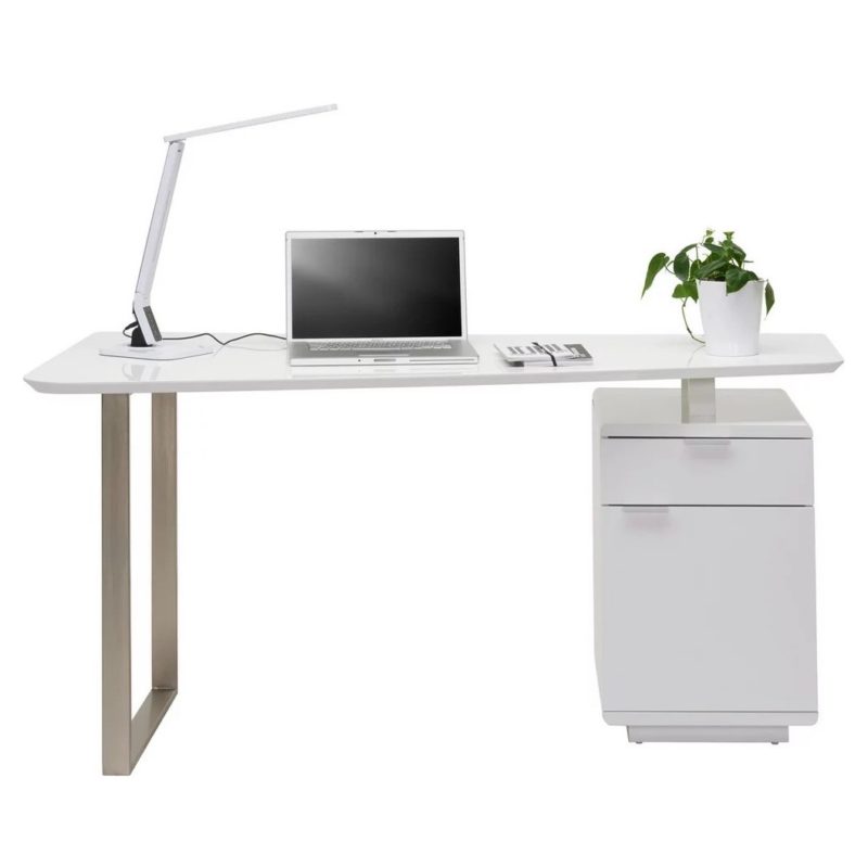 RADNI STO 9520044 MDF bijela, boje oplemenjenog čelika metal,