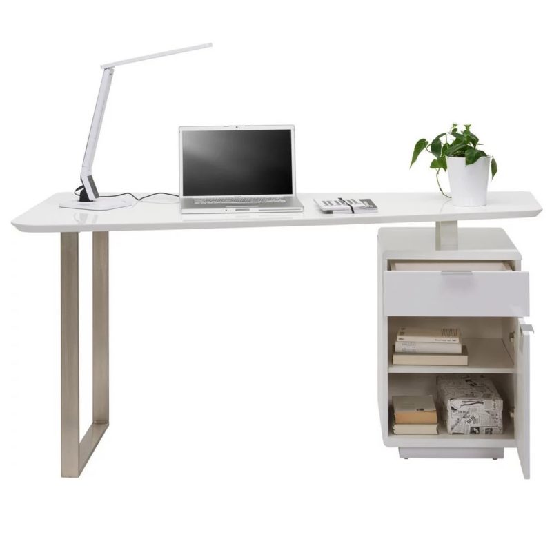 RADNI STO 9520044 MDF bijela, boje oplemenjenog čelika metal,