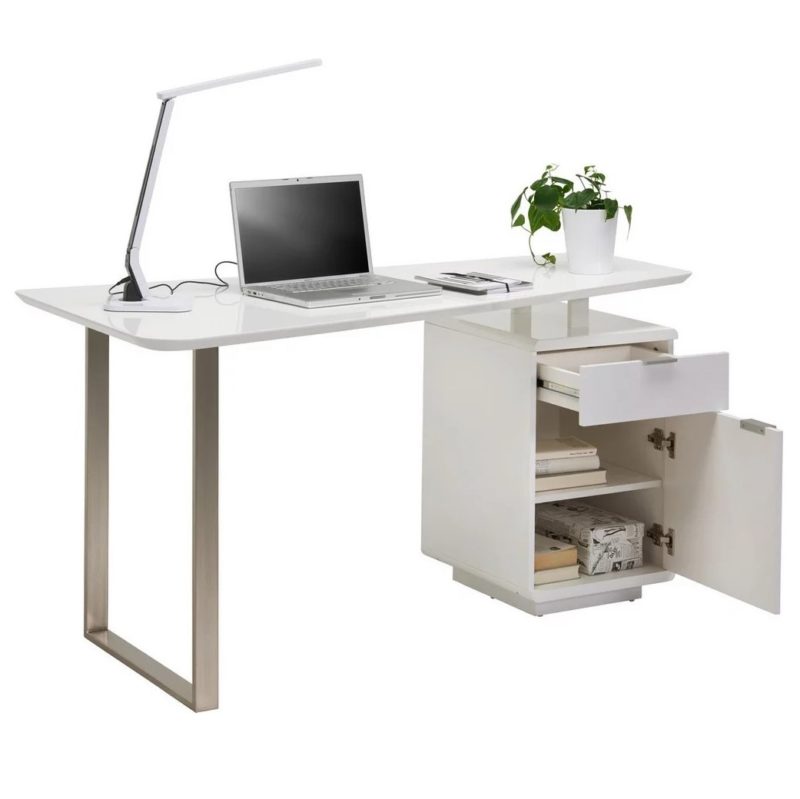 RADNI STO 9520044 MDF bijela, boje oplemenjenog čelika metal,