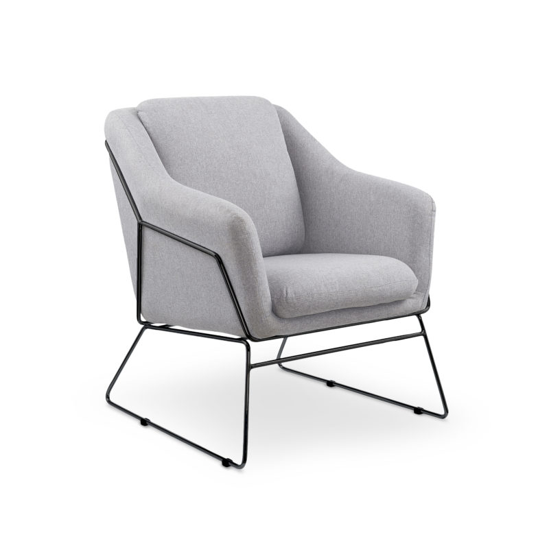 FOTELJA 9590053 svjetlo siva, metal crni